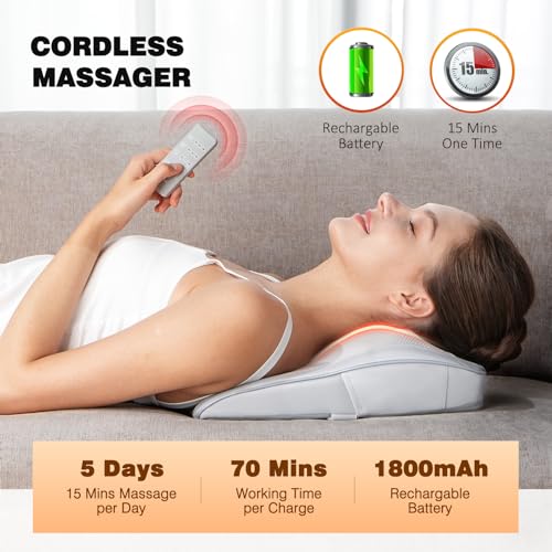 Boriwat Cordless Back Massager with Heat, Neck Massager with Wireless Remote - Like New