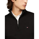 MW37884 TOMMY HILFIGER MEN'S LIGHTWEIGHT PULLOVER QUARTER ZIP SWEATER BLACK XL - Brand New