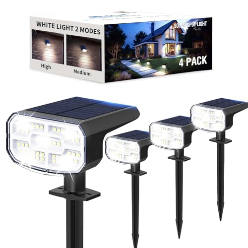 JEJOT SOLAR LIGHTS OUTDOOR LIGHTING MODES - 6500K 4-PACK - BLACK - Brand New
