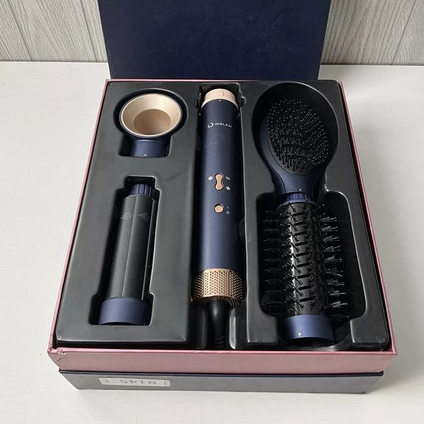 IG INGLAM MEGAAIR STYLER, 5 IN 1 HAIR DRYER BRUSH 110,000 RPM BLUE - BLUE - Like New