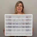 Akro-Mils 24-Drawer Plastic Storage Cabinet, 20"W x 6"D x 16"H, White - Like New