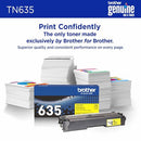 Brother Genuine TN635Y Standard Yield Toner Cartridge, 1 Pack - Yellow - Brand New