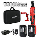 MANUSAGE 3/8" 10MM 20V CORDLESS ELECTRIC RATCHET WRENCH 2 X 2.0A RED - Like New