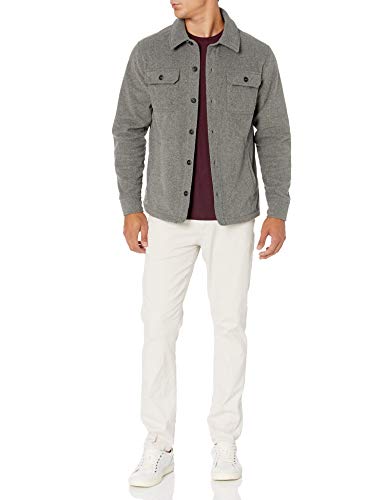 AMAZON ESSENTIALS MEN'S LONG-SLEEVE POLAR FLEECE SHIRT JACKET, SIZE M - CHARCOAL - Brand New