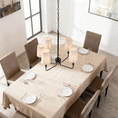 Homebelife Chandelier, HBL014-Y - Matte Black with Oatmeal Linen Fabric Shade - Like New