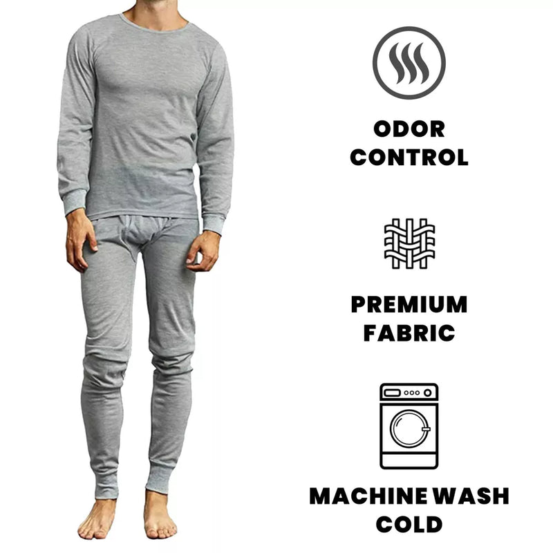 GALAXY BY HARVIC MEN'S 4-PIECE THERMAL SET (2-FULL SETS) - SIZE XL - GRAY/BLACK - Brand New