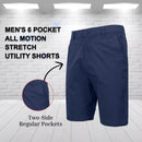 JUMP START 6-POCKET ALL MOTION STRETCH UTILITY SHORTS - SIZE: MEN 34 - NAVY - Brand New