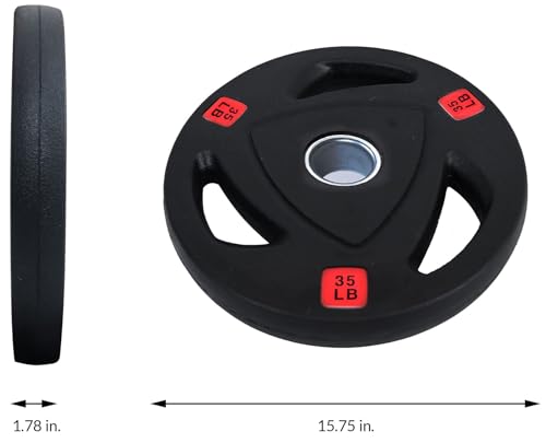 FITVIDS OLYMPIC CAST 35LB PAIR WEIGHT PLATE 2-PIECE RUBBER COATED - BLACK/RED - Like New