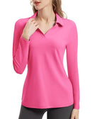 FKEEP Women's Tennis Golf Shirt Long Sleeved Top Activewear Neon Pink M - Brand New