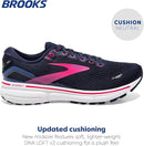 BROOKS WOMEN'S GHOST 15 NEUTRAL RUNNING SHOE - PEACOAT/BLUE/PINK - SIZE 8 - Like New