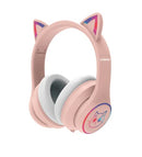 LOBKIN BLUETOOTH 5.4 KIDS HEADPHONES - LED CASE EARS FOLDABLE S16 - PINK - Like New