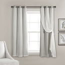 LUSH DECOR SHEER GROMMET CURTAINS INSULATED BLACKOUT LINING WINDOW CURTAIN- GRAY - Brand New