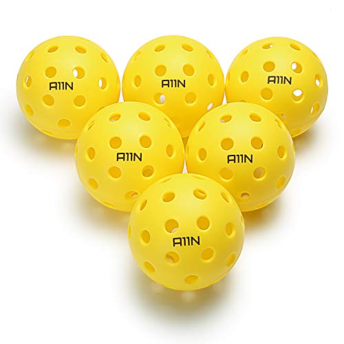 A11N SPORTS A11N PREMIUM 40 HOLES OUTDOOR PICKLEBALLS - 12 PACK - BRIGHT YELLOW - Like New