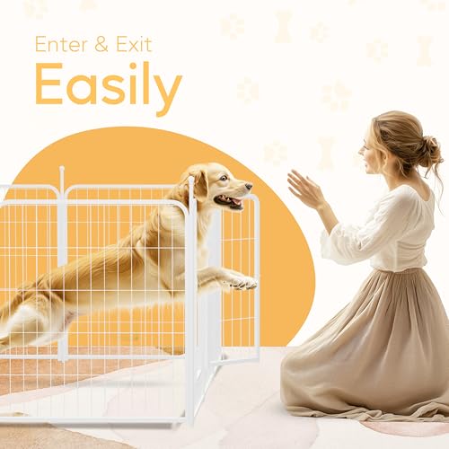 HEALSMART DOG PLAYPEN 32 INCH 8 PANELS HEAVY DUTY METAL PLAYPEN - WHITE - Like New