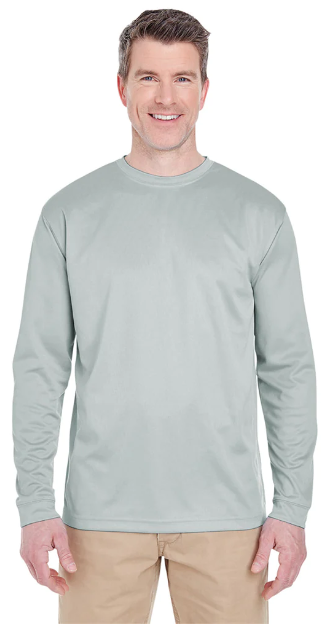 8401 UltraClub Men's Columbia Blue Cool & Dry Sport Long-Sleeve T-Shirt New
