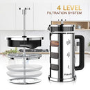 PUKOMC FRENCH PRESS COFFEE TEA MAKER 34 OZ STAINLESS STEEL BOROSILICATE GLASS - Like New