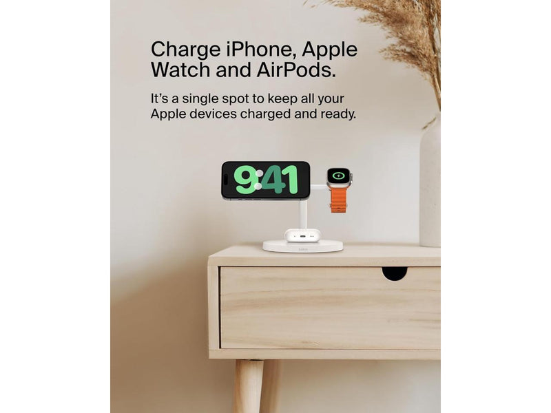 Belkin BoostCharge Pro 3-in-1 Wireless 15W Charging Stand For Qi2-Certified