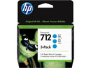 HP 712 3-pack 29-ml Cyan DesignJet Ink Cartridge, 3ED77A