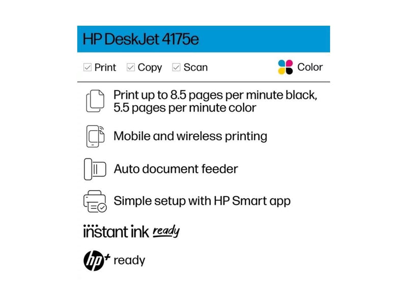 HP DeskJet 4175e All-in-One Wireless Color Inkjet Printer with 6 Months Instant