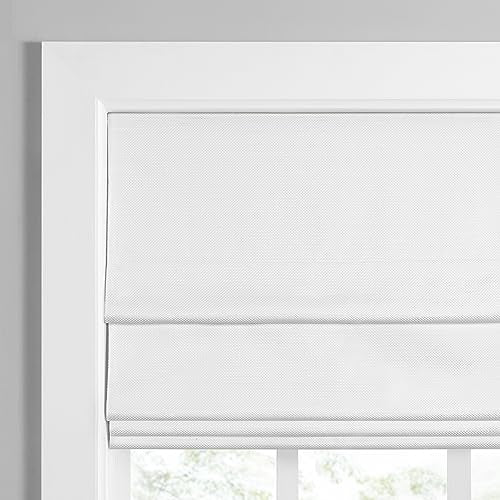 ECLIPSE LANE CORDLESS ROMAN SHADES FOR WINDOWS X 35 IN WIDE X 64 IN LONG - WHITE - Like New