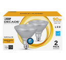 FEIT ELECTRIC DECADE 90W EQUIVALENT LED PAR38 LIGHT BULB, 2 PK - WARM WHITE - Like New