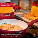 Pots and Pans Set Nonstick Ceramic 9-Piece Frying Cooking Pot - Red - Brand New