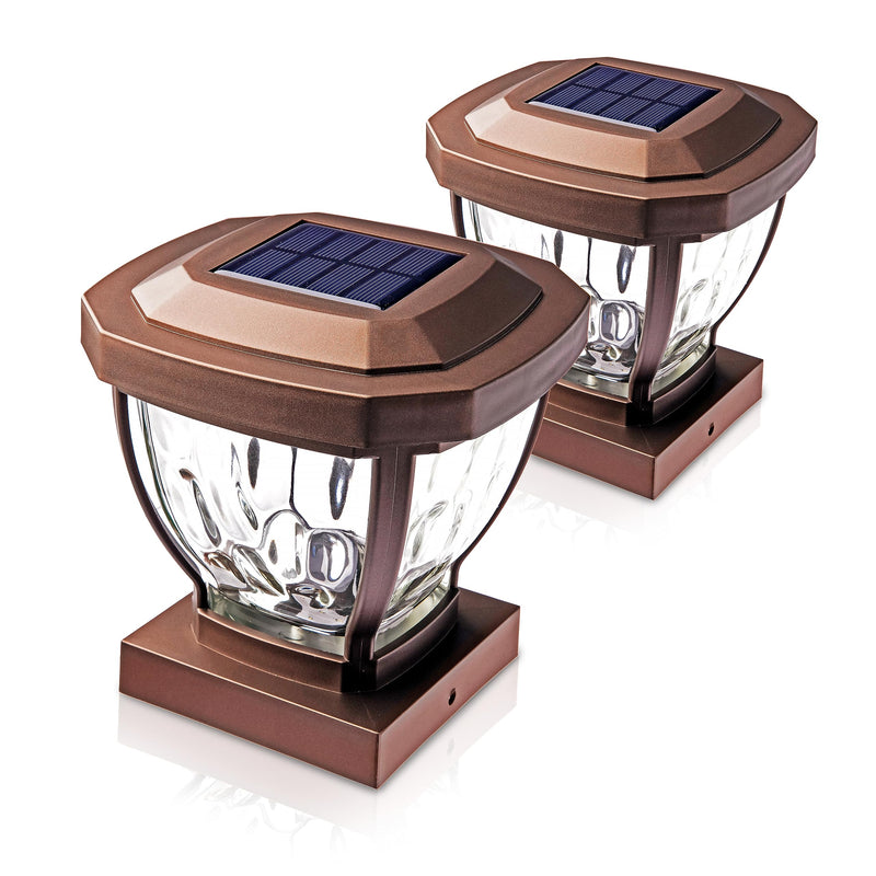 Home Zone Security Solar Post Cap Lights 2-Pack ELI1403V - Brown - Like New