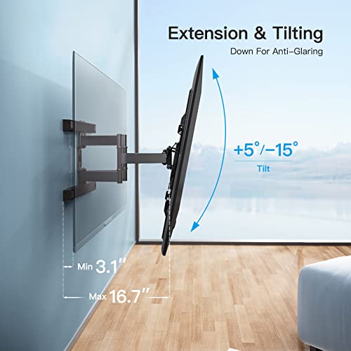 PERLESMITH FULL MOTION TV WALL MOUNT 37-80" TV, 132LBS, PSLFK5 - BLACK - Like New