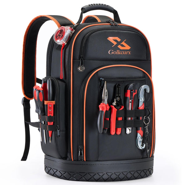GOLKCURX TOOL BACKPACK HEAVY DUTY BACKPACK TOOL BAG 1680D GLKC-1680DBP - ORANGE - Like New