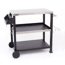 NUUK THREE SHELF MOVABLE OUTDOOR DINING CART TABLE 20" X 32" NSF - BLACK - Like New