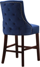 Meridian Furniture Contemporary Velvet Upholstered Counter Stool, Set of 2 -Navy - Like New