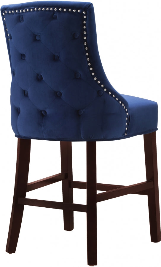 Meridian Furniture Contemporary Velvet Upholstered Counter Stool, Set of 2 -Navy - Like New