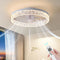 AHAWILL FLUSH MOUNT CEILING FAN WITH LIGHT 15.7" REVERSIBLE DIMMABLE - WHITE - Like New