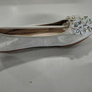 KOSSECO WOMEN'S SHIMMERING SILVER EMBELLISHED FLATS - SIZE: 11 (EU W43) - SILVER - Like New