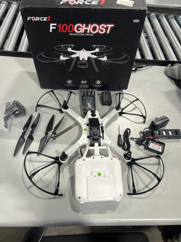FORCE1 F100 GHOST RC CAMERA QUADCOPTER DRONE FOR SHARPER AERIAL IMAGES - WHITE - Like New