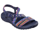 41113 Skechers Women's Reggae Sew Me Boho Woven Strappy Slingback, 7, Navy Multi - Like New