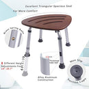 SUMGREEN Adjustable Bamboo Shower Seat Waterproof Fanshaped Shower Stool Brown - Brand New