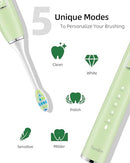 7AM2M Sonic Electric Toothbrush 6 Brush Heads Kids AM106-GREEN Like New