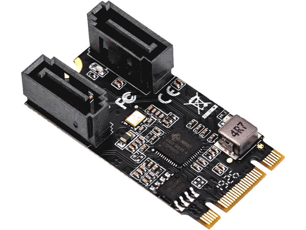 SYBA SI-ADA40149 M.2 (B+M Key) 22x42 to SATA III 2 Ports Adapter Card, Jmicro