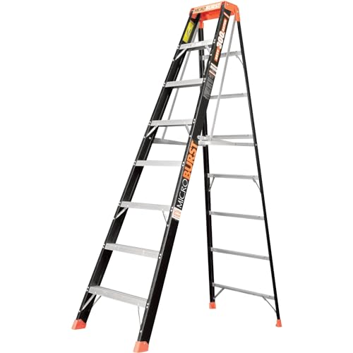 LITTLE GIANT LADDERS MICROBURST 8' STEPLADDER FIBERGLASS TYPE 1A 300LB - GRAY - Like New