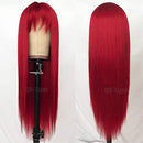QD-TIZER RED LONG SILKY STRAIGHT WIG BANGS HEAT RESISTANT SYNTHETIC NO LACE WIG - Brand New