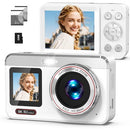 HOOROLA 5K DIGITAL CAMERA 80MP DUAL AUTOFOCUS VLOGGING 2 BATTERIES CS05 - WHITE - Like New