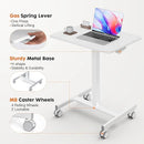 NEWBULIG Standing Height Adjustable Desk Laptop Mobile Rolling Table - White Like New