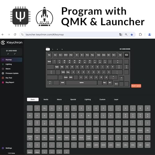 KEYCHRON Q1 RGB 75% LAYOUT QMK/VIA PROGRAMMABLE MACRO W/GATERON G PRO BROWN - Like New