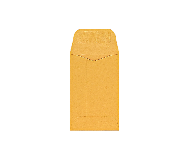 OFFICE DEPOT BRAND COIN ENVELOPES, 2-1/4" X 3-1/2" GUMMED BOX OF 500 - YELLOW - Brand New