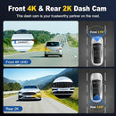 LGUEATI 4K + 2K DASH CAM FRONT AND REAR FREE 64 GB CARD DC01 - BLACK - Like New