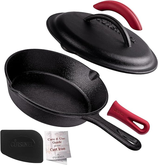 Cuisinel Cast Iron Skillet Lid - 8" Pre-Seasoned Covered Frying - Scratch & Dent