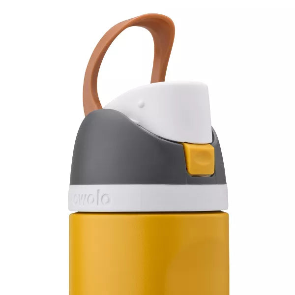 OWALA 24OZ FREESIP STAINLESS STEEL WATER BOTTLE - YELLOW/WHITE CAP - Brand New