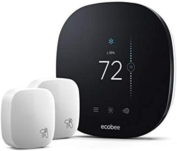 Ecobee Thermostat 2 Room SmartThermostat & Room Sensors EB-STATE3LTVP-01 - Black Like New
