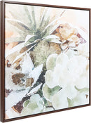 Ashley Markita Modern Floral Framed Canvas Wall Art 32 x 32 Peach And Green New